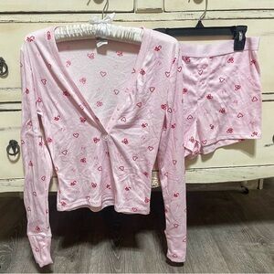 Sale! Pink Heart Print Women's Sleepwear Set
